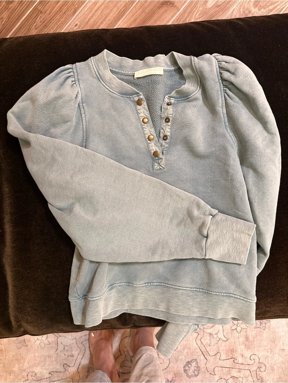 Blue Ulla Johnson puff sleeve sweatshirt salt water blue size small
